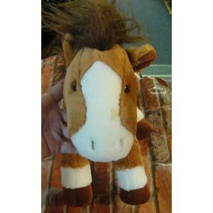 Russ‎ Berrrie Pony Hand Puppet Stuffed Animal Plush Brown White Derby Horse 13"